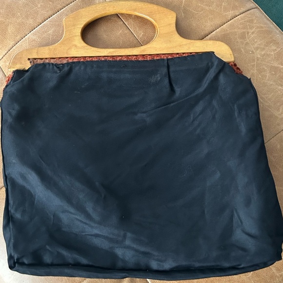 Cute Vintage Knitting Bag - Fully lined - Upholstery fabric - Wooden handles - Picture 8 of 9